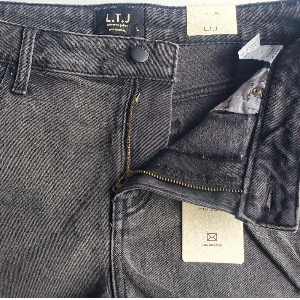 Anthropologie LTJ Letter to Juliet Acid Black cut off jean shorts NWT size xl - Picture 4 of 11
